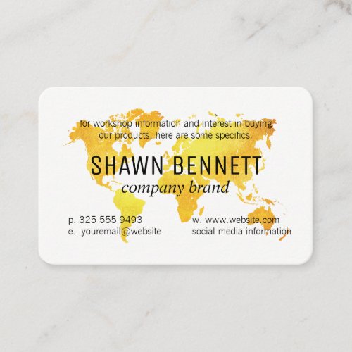 Map of the World Gold Business Card