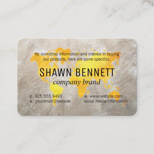Map of the World Gold  Corporate Business Card