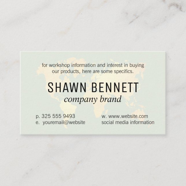 Map of the World (Gold) Variation Business Card (Front)
