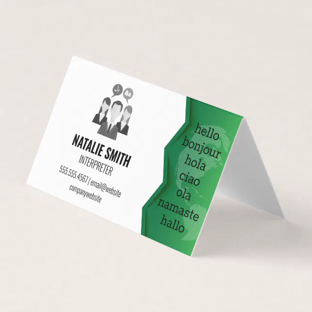 Map of the World | Interpreter Languages Business Card | Zazzle