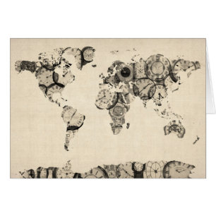 Map of the World Map from Old Clocks Cards