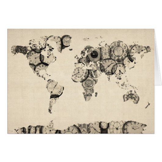 Map of the World Map from Old Clocks Cards (Front Horizontal)