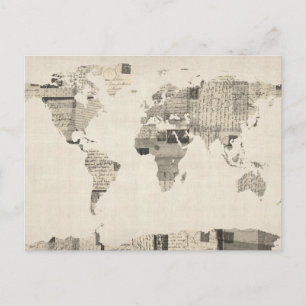 Map of the World Map from Old Postcards