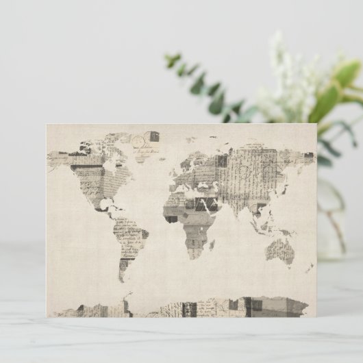 Map of the World Map from Old Postcards (Standing Front)