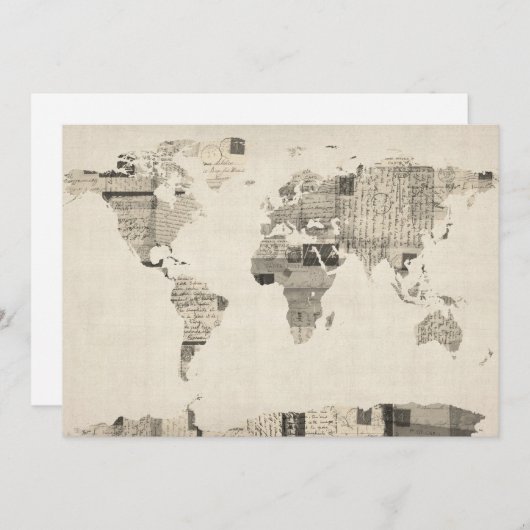 Map of the World Map from Old Postcards (Front/Back)