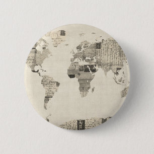 Map of the World Map from Old Postcards Button