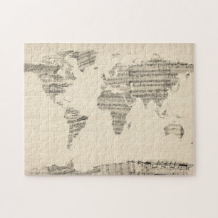Map of the World Map from Old Sheet Music Jigsaw Puzzle