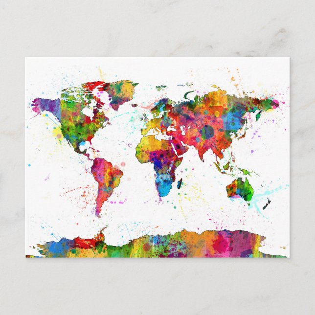 Map of the World Map Watercolor Postcard (Front)