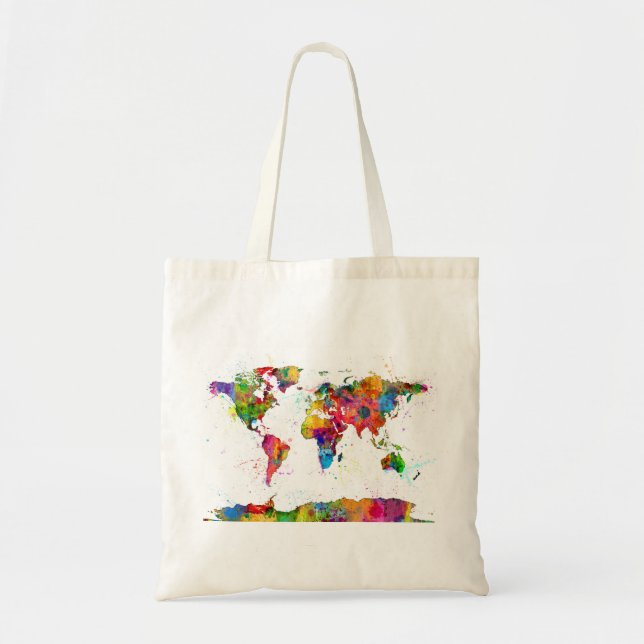 Map of the World Map Watercolor Tote Bag (Front)