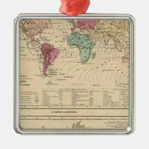 Map of The World Metal Ornament