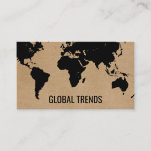 Map of the World Natural Business Card