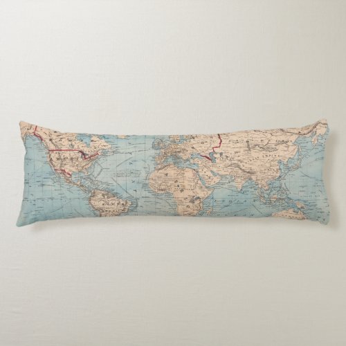 Map of the world on Mercators projection Body Pillow