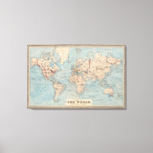 Map of the world on Mercators projection Canvas Print