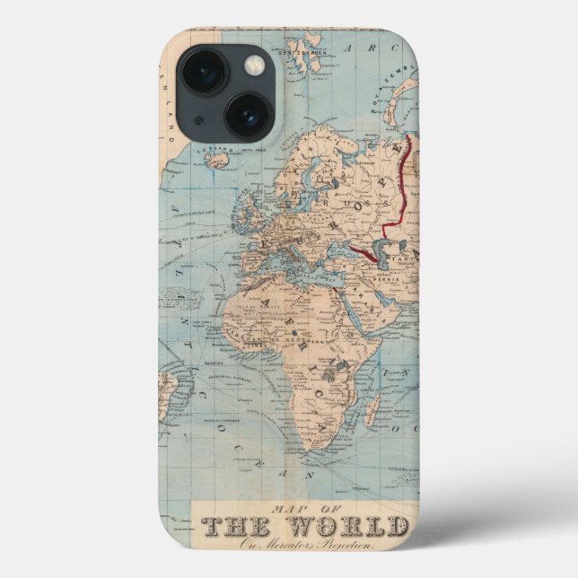 Map of the world on Mercator's projection Case-Mate iPhone Case (Back)