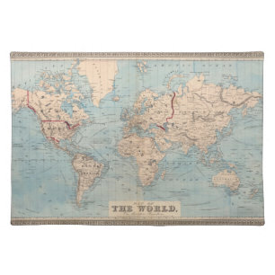 Map of the world on Mercator's projection Cloth Placemat