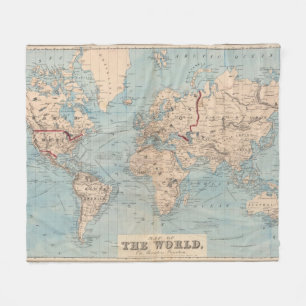 Map of the world on Mercator's projection Fleece Blanket