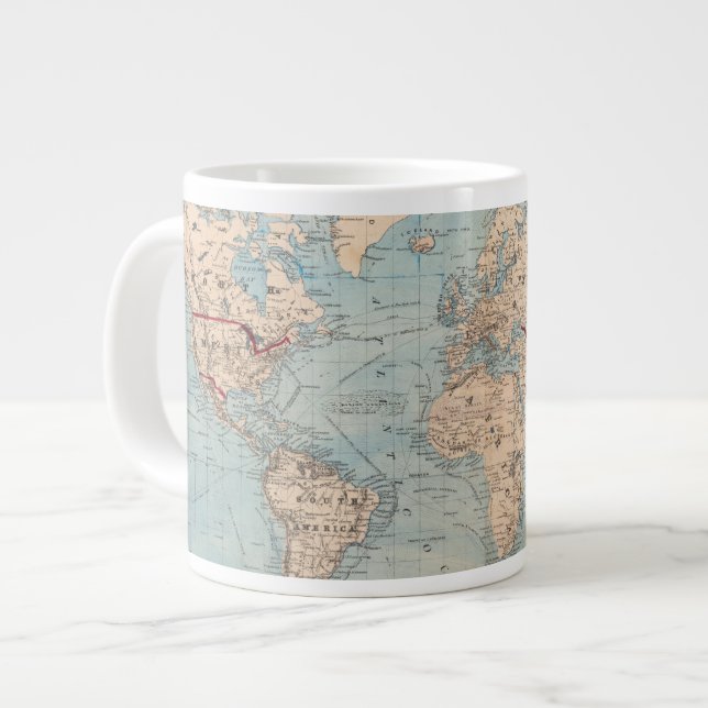 Map of the world on Mercator's projection Giant Coffee Mug (Front Left)