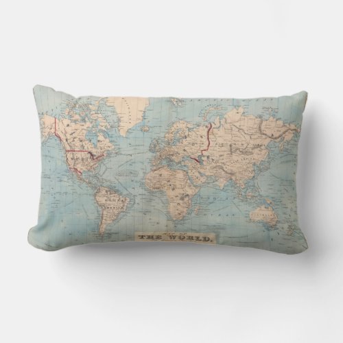 Map of the world on Mercators projection Lumbar Pillow