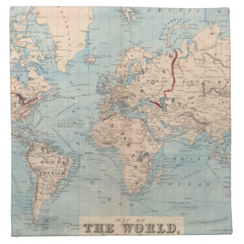 Map of the world on Mercators projection Napkin