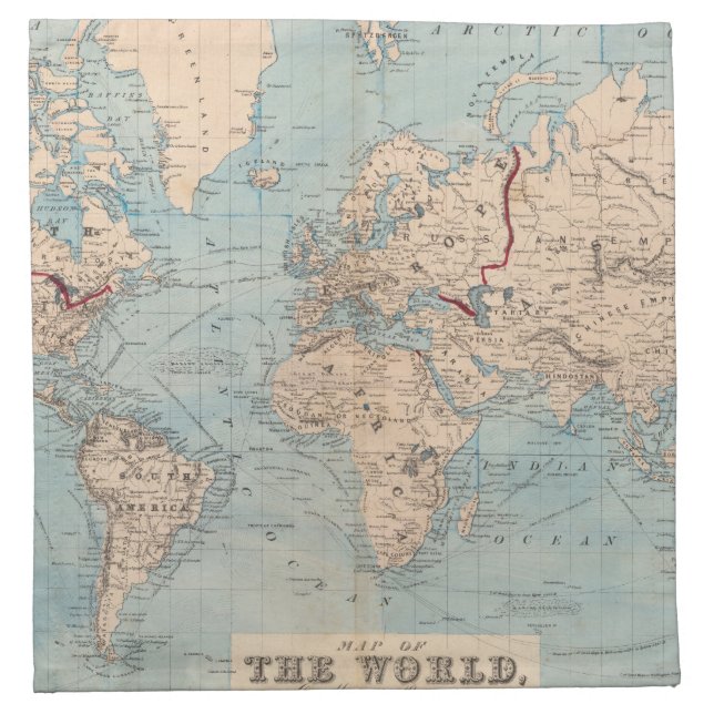 Map of the world on Mercator's projection Napkin (Front)