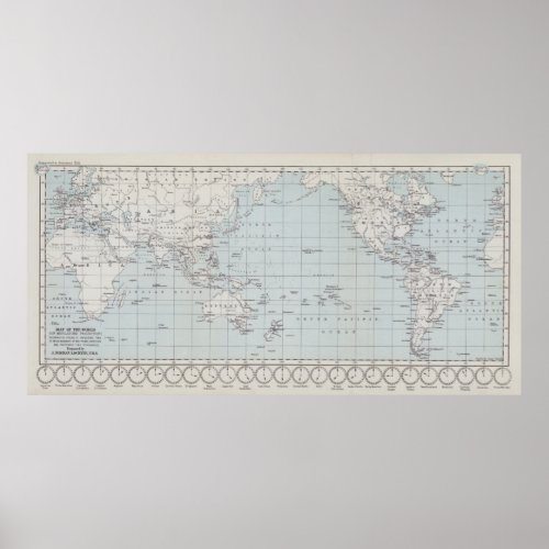 Map of the World on Mercators Projection Poster