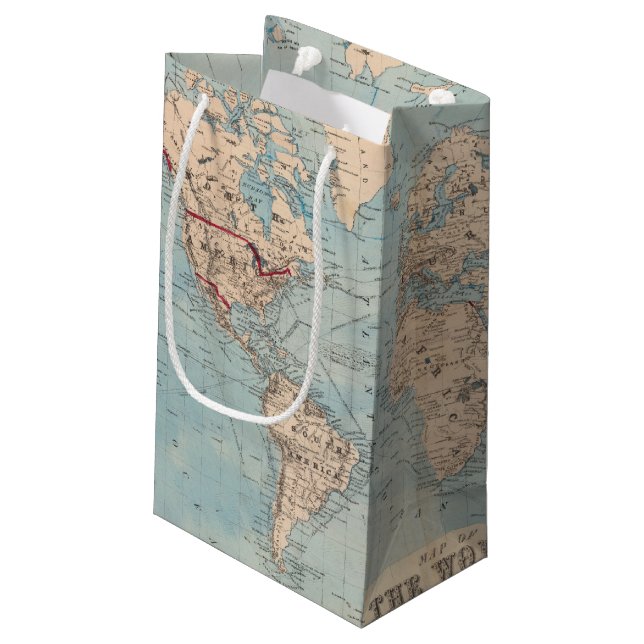 Map of the world on Mercator's projection Small Gift Bag (Back Angled)
