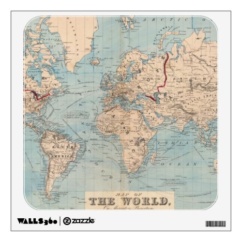 Map of the world on Mercators projection Wall Sticker