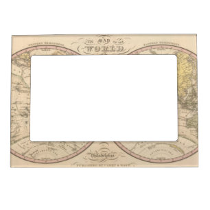 Map Of The World on the Globular Projection 2 Magnetic Picture Frame