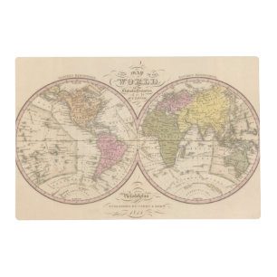 Map Of The World on the Globular Projection 2 Placemat