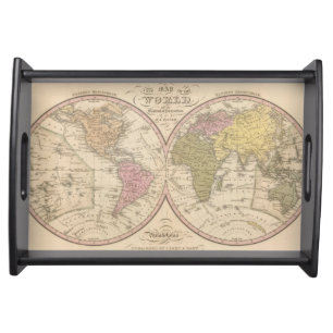 Map Of The World on the Globular Projection 2 Serving Tray