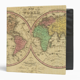 Map Of The World on the Globular Projection 3 Ring Binder