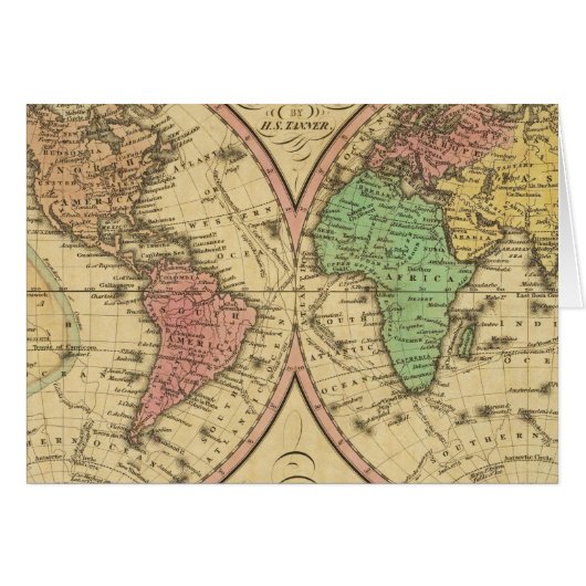 Map Of The World on the Globular Projection Cards (Front Horizontal)