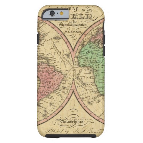 Map Of The World on the Globular Projection Tough iPhone 6 Case