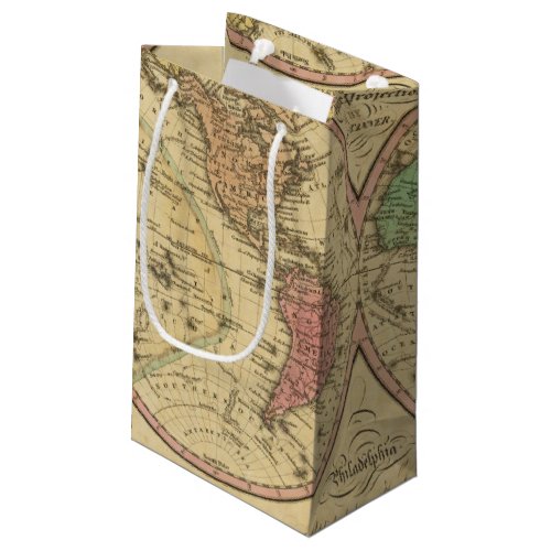 Map Of The World on the Globular Projection Small Gift Bag