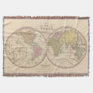 Map Of The World on the Globular Projection Throw Blanket