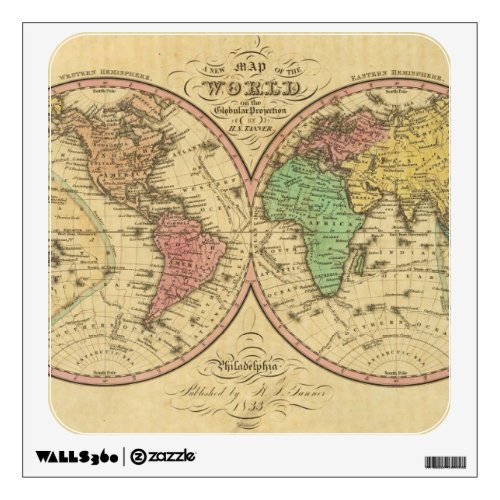 Map Of The World on the Globular Projection Wall Decal