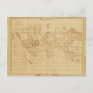 Map of the world postcard