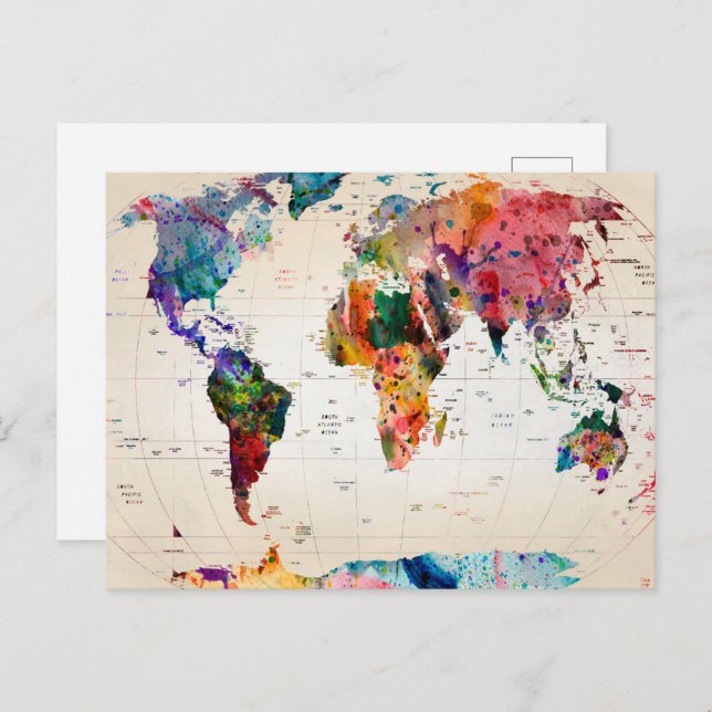 Map of the world postcard (Front/Back)