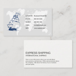 Map of the World / Sail Ship Business Card