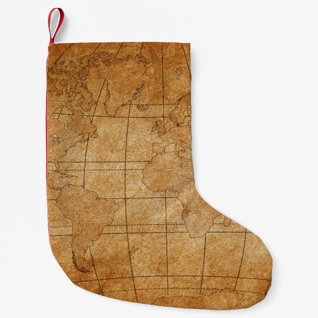 map of the world small christmas stocking (Front)