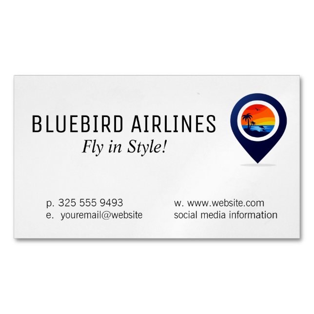Map of the World | Tropical Island Business Card Magnet (Front)