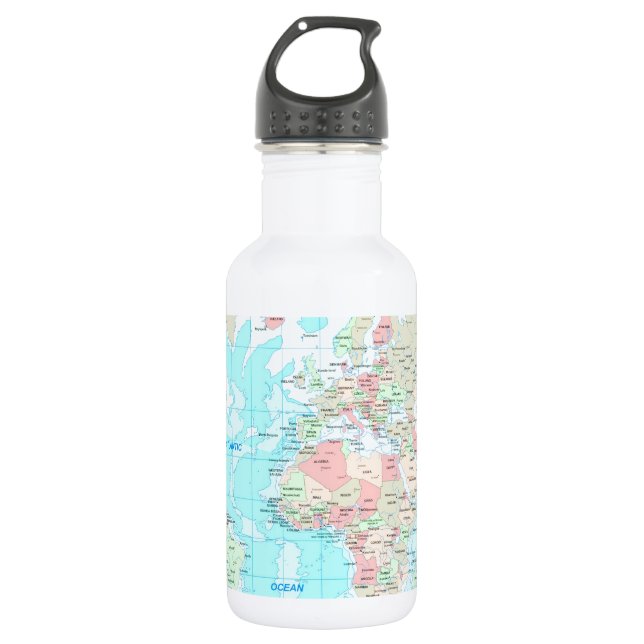Map of the world water bottle (Front)
