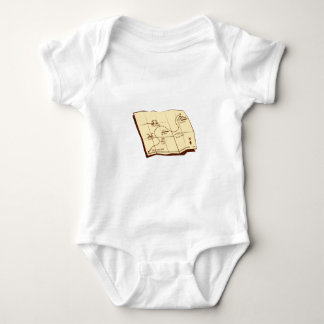 Map of Trail with X Marks The Spot Woodcut Baby Bodysuit
