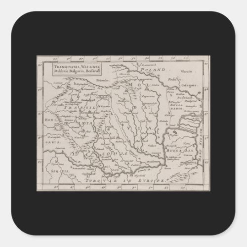 Map of Transylvania Transilvania _ Dracula Map Square Sticker