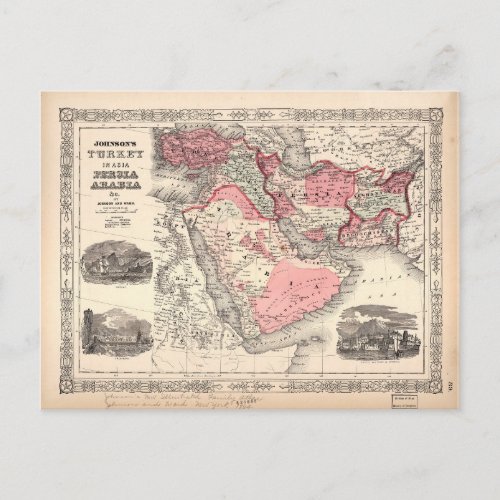 Map of Turkey 1864 Postcard
