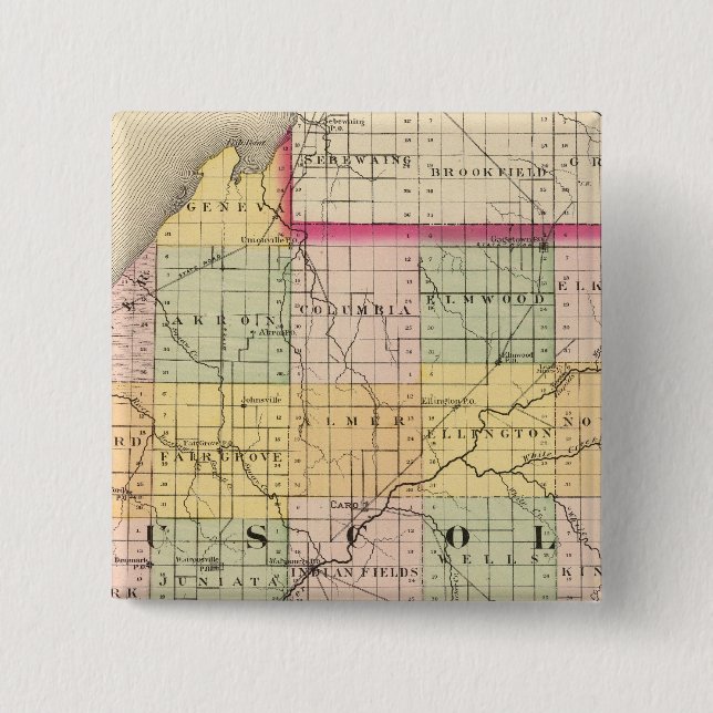 Map of Tuscola County, Michigan Button (Front)