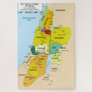 Map of Twelve Tribes of Israel from 1200 to 1050 Jigsaw Puzzle