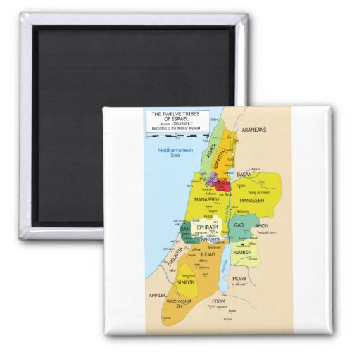 Map of Twelve Tribes of Israel from 1200 to 1050 Magnet
