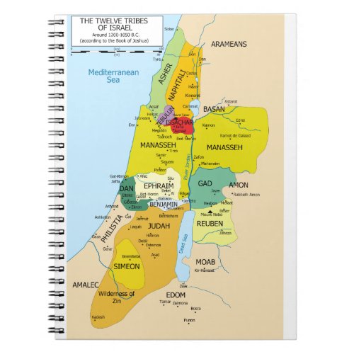 Map of Twelve Tribes of Israel from 1200 to 1050 Notebook