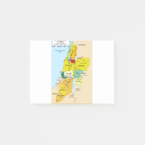 Map of Twelve Tribes of Israel from 1200 to 1050 Post_it Notes